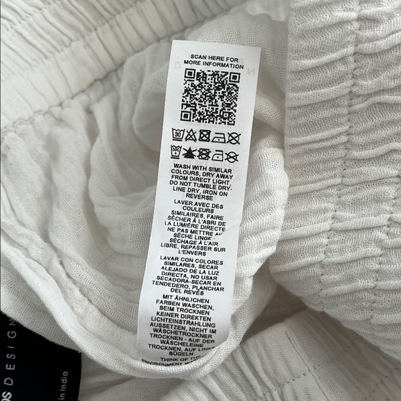 ASOS Curve NWOT White Cotton Crinkle Wide Leg Pants Elastic Waist, Size 12 - Picture 10 of 10